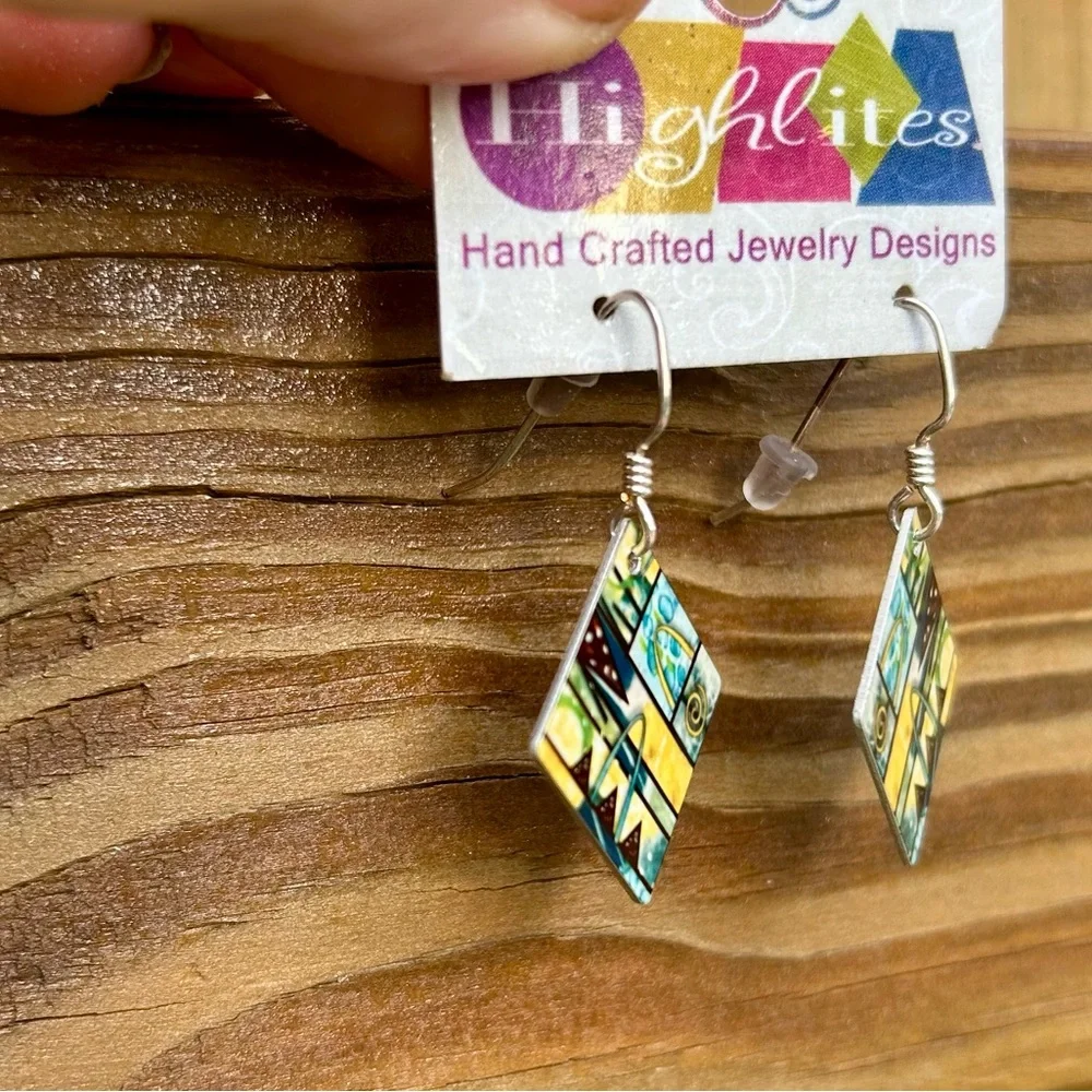 Handcrafted Geometric Earrings Dangle New